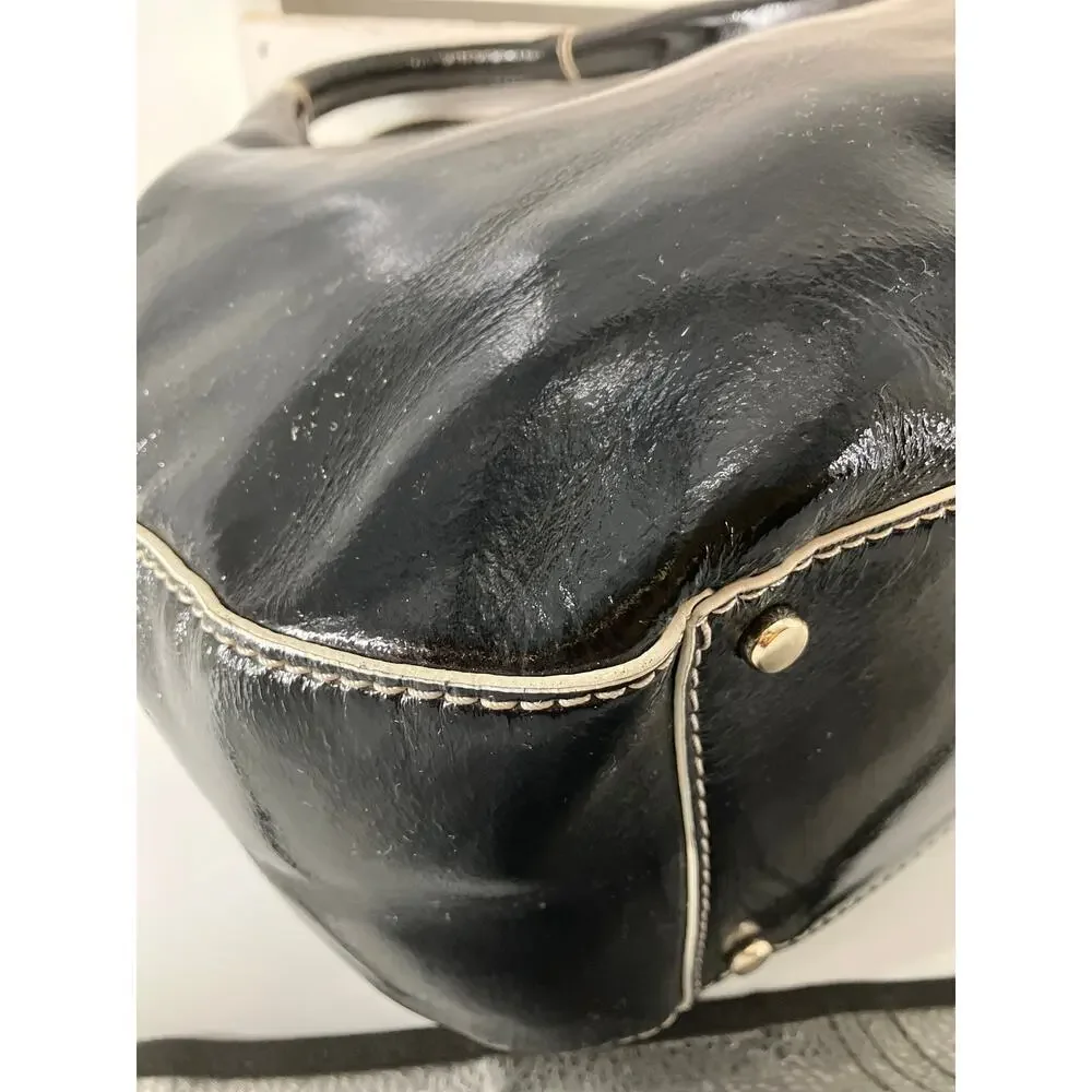 KATE SPADE LARGE BLACK, WHITE PATTON LEATHER HANDBAG (ASIS)